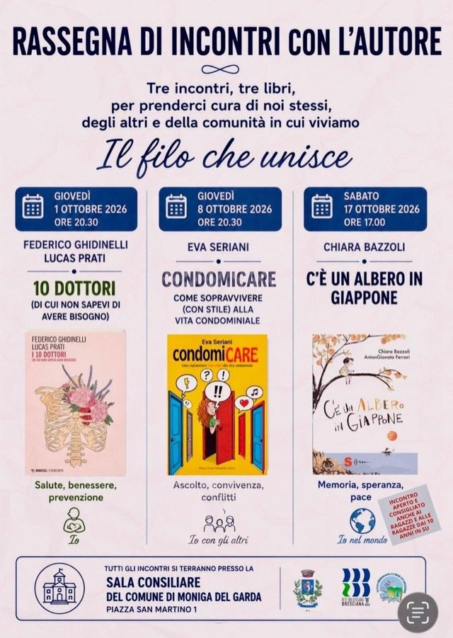 A Moniga del Garda la rassegna 'Il filo che unisce' con tre incontri sulla cura