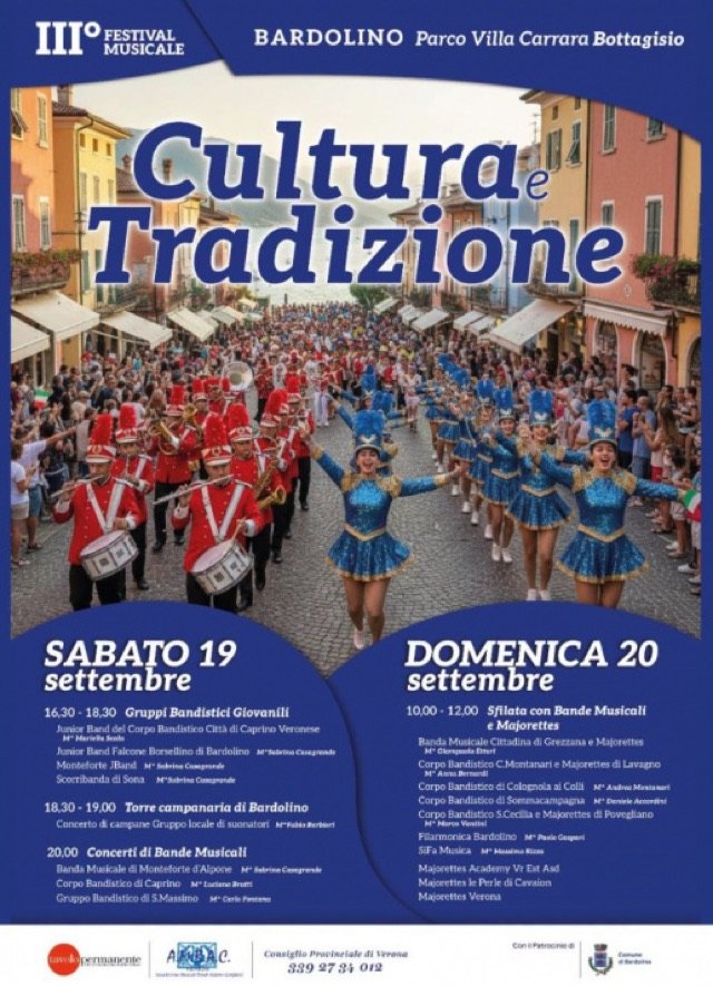 Culture and Tradition music festival, bands and majorettes in Bardolino